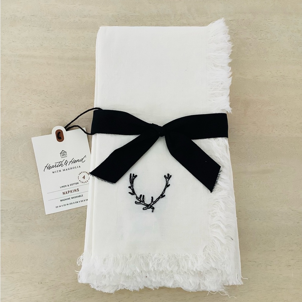 4pc Hearth Hand Magnolia Deer Antler Napkin Set